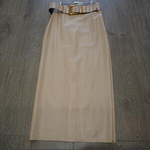 Elegant Tan Leather Skirt